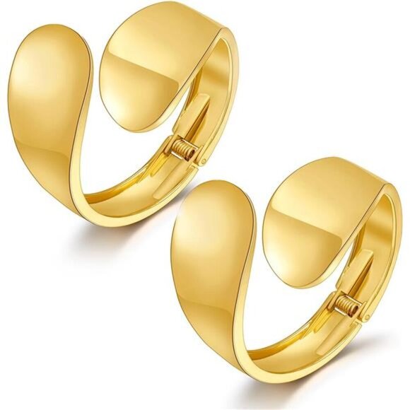 Elegant Cuff Gold Bracelet for Women Modern Open Wrap Design, Durable Gold Plate - Picture 1 of 7